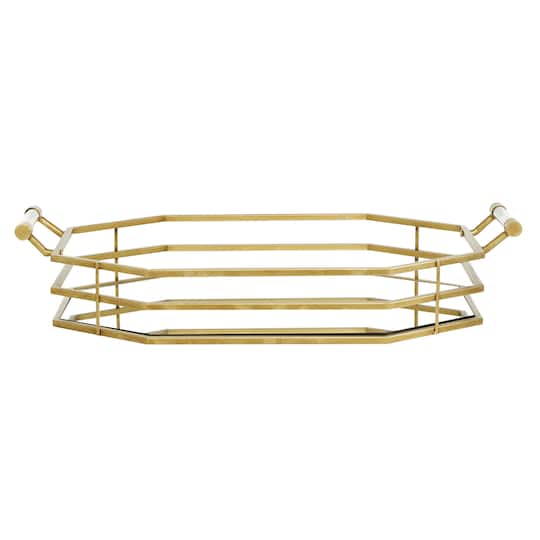 CosmoLiving by Cosmopolitan 27" Gold Metal Glam Tray